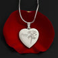 Personalized Birth Flower Necklace - August - Poppy - Engraved Heart