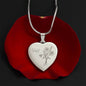 Personalized Birth Flower Necklace - February - Violet - Engraved Heart