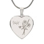 Personalized Birth Flower Necklace - February - Violet - Engraved Heart