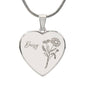 Personalized Birth Flower Necklace - April - Daisy - Engraved Heart