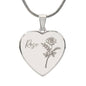 Personalized Birth Flower Necklace - June - Rose - Engraved Heart