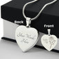 Personalized Birth Flower Necklace - July - Lily - Engraved Heart
