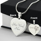 Personalized Birth Flower Necklace - October - Cosmos - Engraved Heart