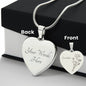 Personalized Birth Flower Necklace - January - Carnation - Engraved Heart