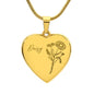Personalized Birth Flower Necklace - April - Daisy - Engraved Heart