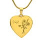 Personalized Birth Flower Necklace - February - Violet - Engraved Heart