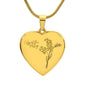 Personalized Birth Flower Necklace - May - Lily Of The Valley - Engraved Heart