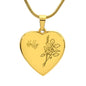 Personalized Birth Flower Necklace - December - Holly - Engraved Heart