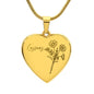 Personalized Birth Flower Necklace - October - Cosmos - Engraved Heart