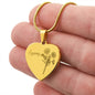 Personalized Birth Flower Necklace - October - Cosmos - Engraved Heart