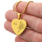 Personalized Birth Flower Necklace - December - Holly - Engraved Heart