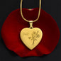 Personalized Birth Flower Necklace - February - Violet - Engraved Heart