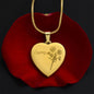 Personalized Birth Flower Necklace - October - Cosmos - Engraved Heart