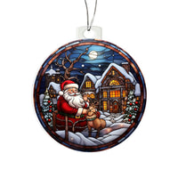 Load image into Gallery viewer, Stained Glass Style Santa Claus Holiday Ornament - Father Christmas on Acrylic - Style 4
