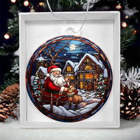 Load image into Gallery viewer, Stained Glass Style Santa Claus Holiday Ornament - Father Christmas on Acrylic - Style 4
