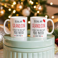 Load image into Gallery viewer, GrandSon Mug - Only Gift Red Heart - Funny White 11 oz Mug
