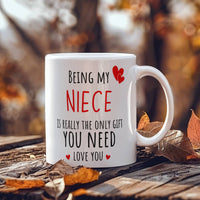 Load image into Gallery viewer, Niece Mug - Only Gift Red Heart - Funny White 11 oz Mug
