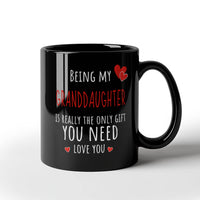 Load image into Gallery viewer, GrandDaughter Mug - Only Gift Red Heart - Funny Black 11oz Mug
