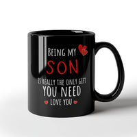 Load image into Gallery viewer, Son Mug - Only Gift Red Heart - Funny Black 11oz Mug

