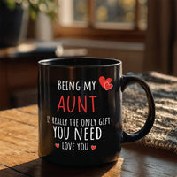 Load image into Gallery viewer, Aunt Mug - Only Gift Red Heart - Funny Black 11oz Mug
