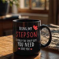 Load image into Gallery viewer, StepSon Mug - Only Gift Red Heart - Funny Black 11oz Mug

