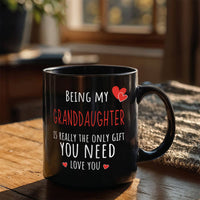 Load image into Gallery viewer, GrandDaughter Mug - Only Gift Red Heart - Funny Black 11oz Mug
