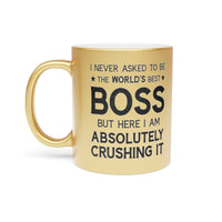 Load image into Gallery viewer, Funny Metallic Coffee Mug Gift For Your Boss - Birthday Present or Christmas Gift - Silver or Gold
