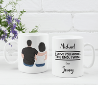 Load image into Gallery viewer, Personalized White Mug - I Love You More - Lines

