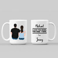Load image into Gallery viewer, Personalized White Mug - I Love You More - Lines
