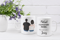Load image into Gallery viewer, Personalized White Mug - I Love You More - Pink Heart
