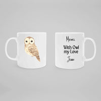 Load image into Gallery viewer, Personalized White Mug - With Owl my Love - Woodland Owls
