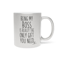 Load image into Gallery viewer, Funny Metallic Coffee Mug Gift For Your Boss - Birthday Present or Christmas Gift - Silver or Gold
