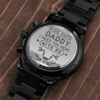 Load image into Gallery viewer, Engraved Black Chronograph Watch - Ride Safe Daddy - Gift for Biker Dads
