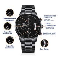 Load image into Gallery viewer, Engraved Black Chronograph Watch - Never Forget I Love You - Gift for husband
