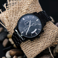 Load image into Gallery viewer, Engraved Black Chronograph Watch - Thank You - Gift for Men
