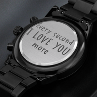 Load image into Gallery viewer, Engraved Black Chronograph Watch - I love you more - Gift for Men
