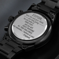 Load image into Gallery viewer, Engraved Black Chronograph Watch - I believe in You - Gift for Stepson from Stepmom
