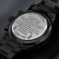 Load image into Gallery viewer, Engraved Black Chronograph Watch - Never Forget I Love You - Gift for husband
