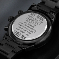 Load image into Gallery viewer, Engraved Black Chronograph Watch - When I Tell You I Love You - Gift for Men
