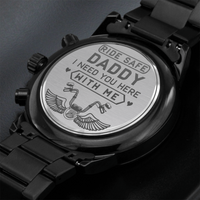 Load image into Gallery viewer, Engraved Black Chronograph Watch - Ride Safe Daddy - Gift for Biker Dads
