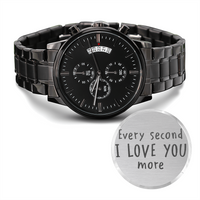 Load image into Gallery viewer, Engraved Black Chronograph Watch - I love you more - Gift for Men
