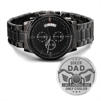 Load image into Gallery viewer, Engraved Black Chronograph Watch - Biker Dad Only Cooler- Gift for Biker Dads
