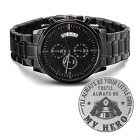 Load image into Gallery viewer, Engraved Black Chronograph Watch - I&#39;ll always be your little girl - Gift for Policeman Dad
