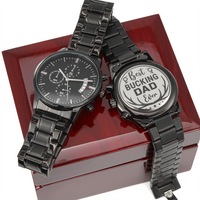 Load image into Gallery viewer, Engraved Black Chronograph Watch - Best Bucking Dad - Gift for Hunting Dads
