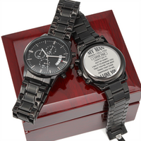Load image into Gallery viewer, Engraved Black Chronograph Watch - When I Tell You I Love You - Gift for Men
