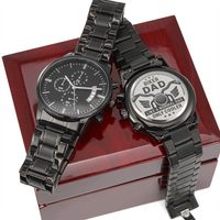 Load image into Gallery viewer, Engraved Black Chronograph Watch - Biker Dad Only Cooler- Gift for Biker Dads
