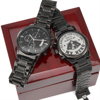 Load image into Gallery viewer, Engraved Black Chronograph Watch - I&#39;ll always be your little girl - Gift for Policeman Dad
