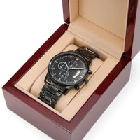 Load image into Gallery viewer, Engraved Black Chronograph Watch - I hooked the Best - Gift for Dad
