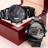 Load image into Gallery viewer, Engraved Black Chronograph Watch - Great Fisherman - Gift for Dad
