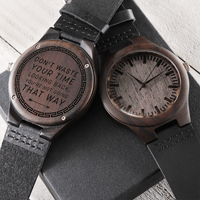 Load image into Gallery viewer, Engraved Wooden Watch - Don&#39;t Look Back - Gift for Men
